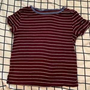 Burgundy & light blue tee